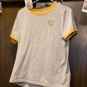 Juniors embroidered ringer tee